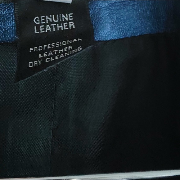 Isabel Metallic Blue Leather Moto Jacket / Blazer - Picture 5 of 5